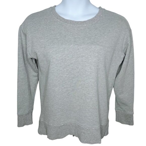 Joe's Jeans Sweatshirt sz M * Distressed Zipper Back Heather Gray Destructed - Picture 1 of 5